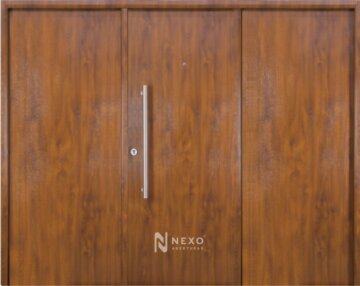 Portón Liso NEXO Deluxe wood - Nogal, 2.62m X 2.05m