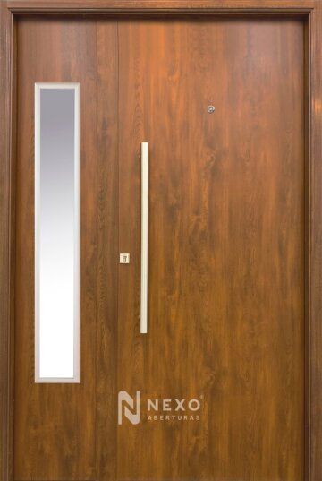Puerta y Media Lisa Con Vidrio NEXO Deluxe wood - Nogal, 1.32m X 2.05m