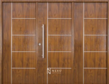 Portón 5 Tableros NEXO Deluxe wood - Nogal, 2.62m X 2.05m