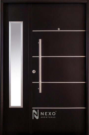 Puerta y Media Lisa con Vidrio Lateral  con Detalles de Aluminio NEXO Galva
