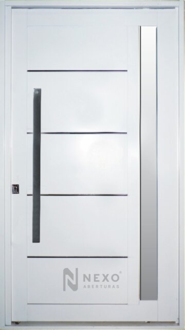 Puerta Pivotante Ciega con Manijón Recto y Vidrio Lateral NEXO Galva pivotante